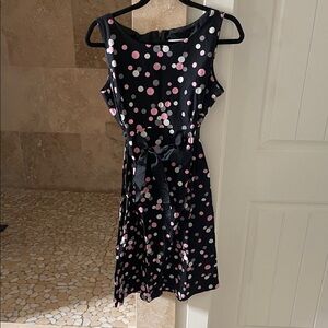 Karin Stevens Black Dress with Pink and White Polka Dots